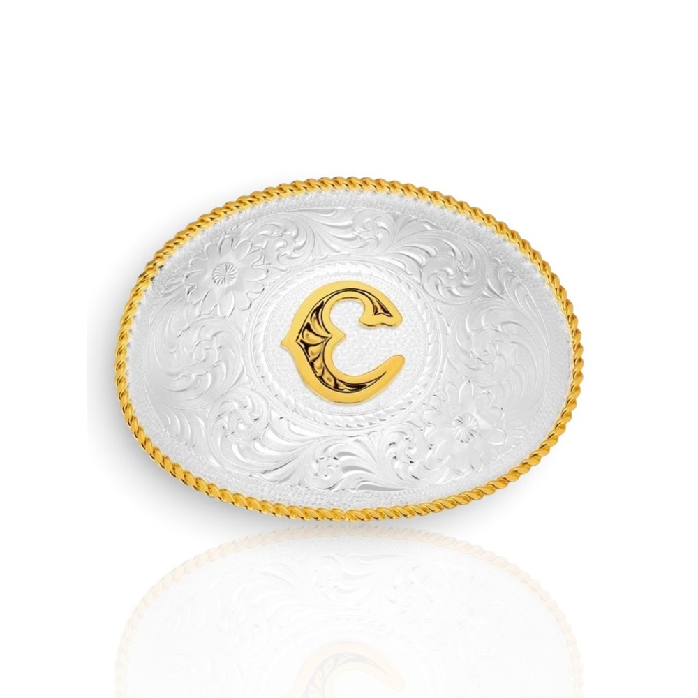 Montana Silversmiths Initial 'C' Belt Buckle – Western Two-Tone Retail $140 NEW